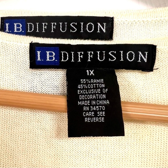 Vintage 90’ I.B Diffusion PLUS 1X 2PC Sweater Womens yellow Sequin embroidered - Picture 7 of 10